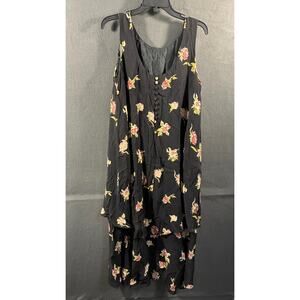 vtg y2k‎ spenser jeremy women silk maxi dress 14 black fairy grunge whimsigoth